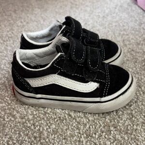 Vans Kids Black and White Velcro Sneakers